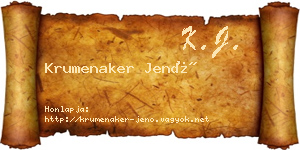 Krumenaker Jenő névjegykártya